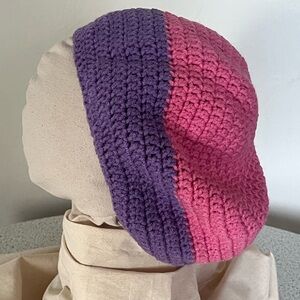 Pink and Purple Crochet Beanie Tam